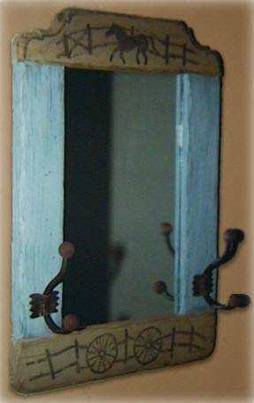 Western mirror with hooks jc035