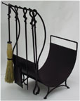 all in one forged iron fireplace set