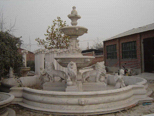 white Marble monumental water fountain 