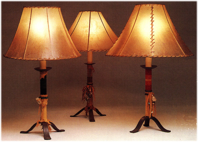 Beaded Leather table Lamps